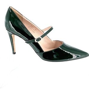 Bruno Magli Size 39.5 US 9.5 Dk Green Patent Leather Heels NEW Pumps Gemma $350